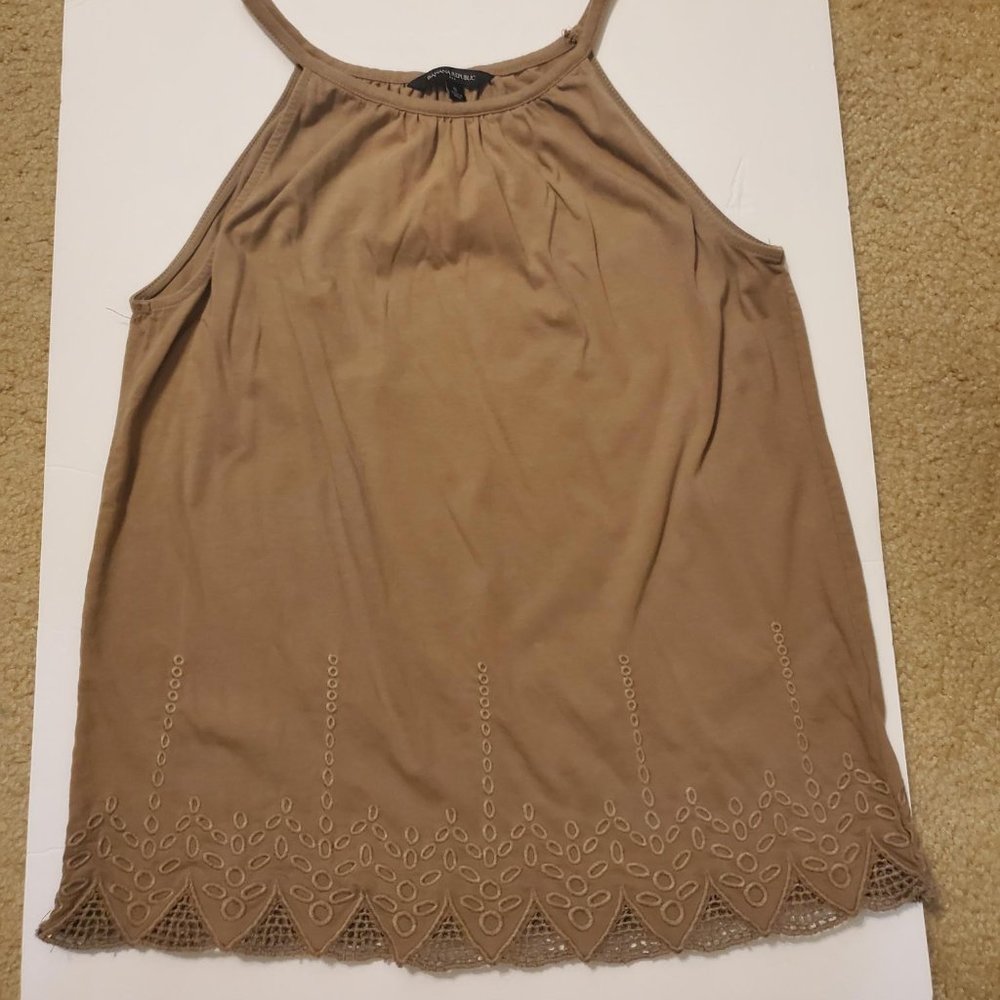 #449 Banana Republic Brown Embroidered Tank Size Small